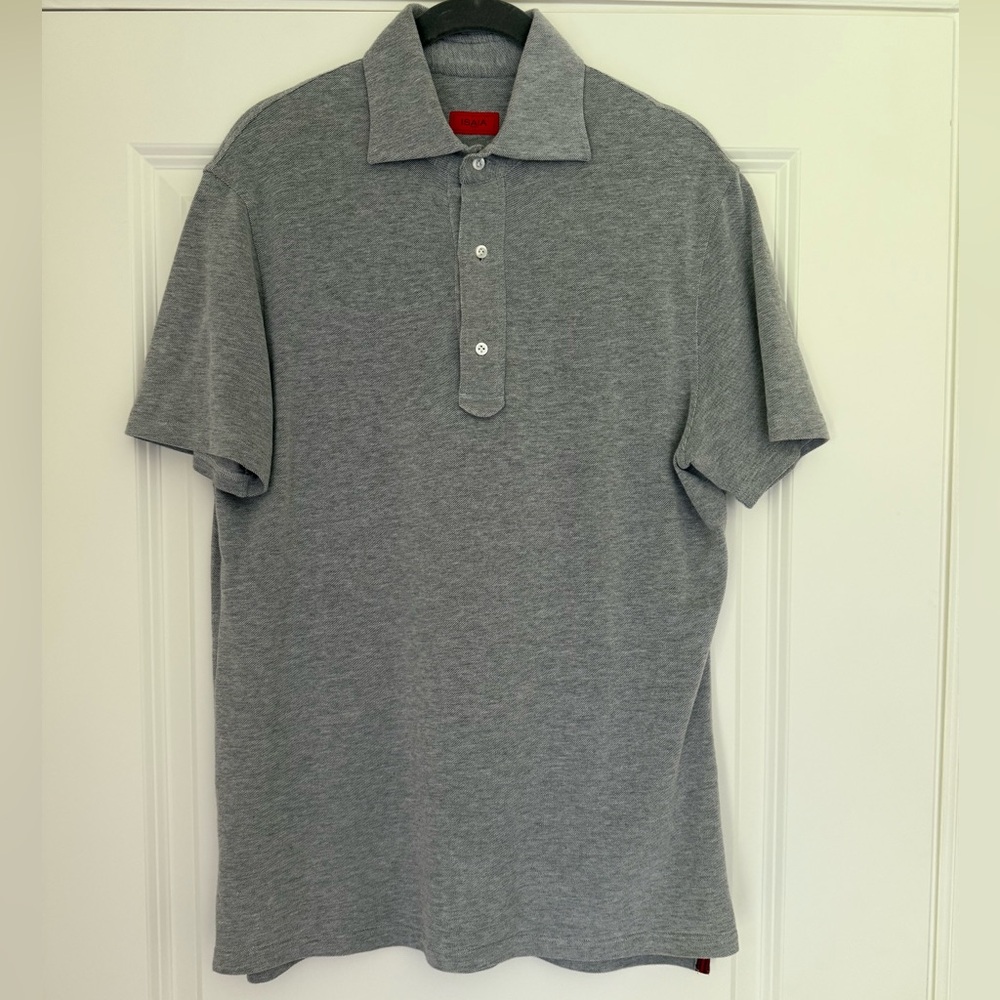 Isaia Gray Polo Shirt Classic Short-Sleeve